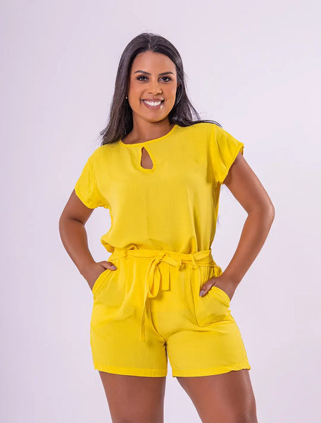 Blusa com Manga Copenhague em Viscolinho - Amarelo