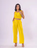 Conjunto Cropped e Calça Charme em Viscolinho - Amarelo