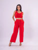 Conjunto Cropped e Calça Magnólia em Viscolinho - Vermelho