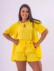 Conjunto Kimoninho com Short Girona em Viscolinho - Amarelo