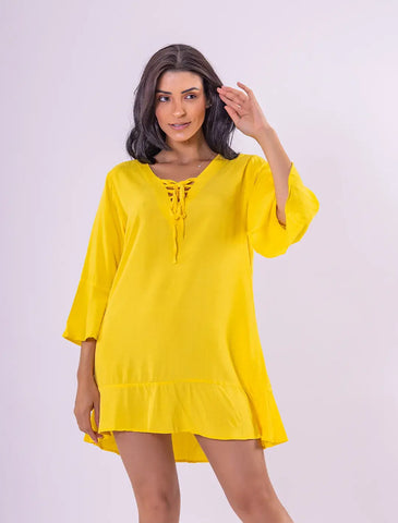 Vestido Suzane Gal em Viscolinho - Amarelo